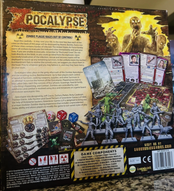 Zpocalypse Board Game Zombie Survival Game Greenbreier Complete Free Shipping - Image 2