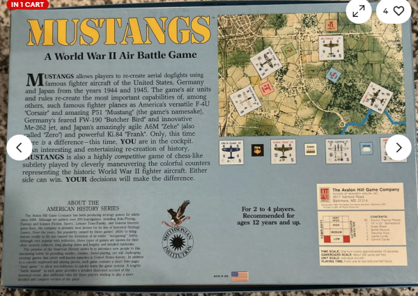 Mustangs Board Game Avalon Hill Plane to Plane Combat 1944-1945 Unpunched 1993 - Image 2