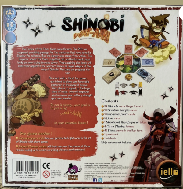Shinobi Wat-Aah! Board Game IELLO Purple Brain card 2-4 Players COMPLETE - Image 4