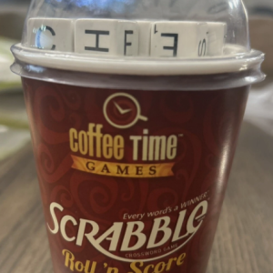Scrabble Roll 'n Score  Coffee Time Game Cup New