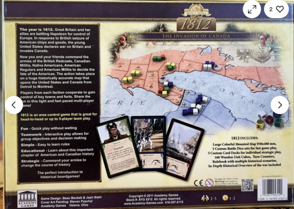 1812: The Invasion of Canada Academy Games  200th Anniversary Ed Complete - Image 2