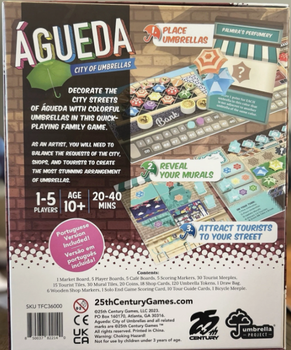 Águeda City of Umbrellas Board Game Unpunched ( Portuguese Version Included)