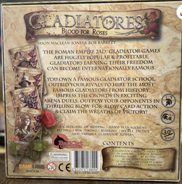 Gladiatores: Blood for Roses Board Game  Open Box Unpunched - Image 2